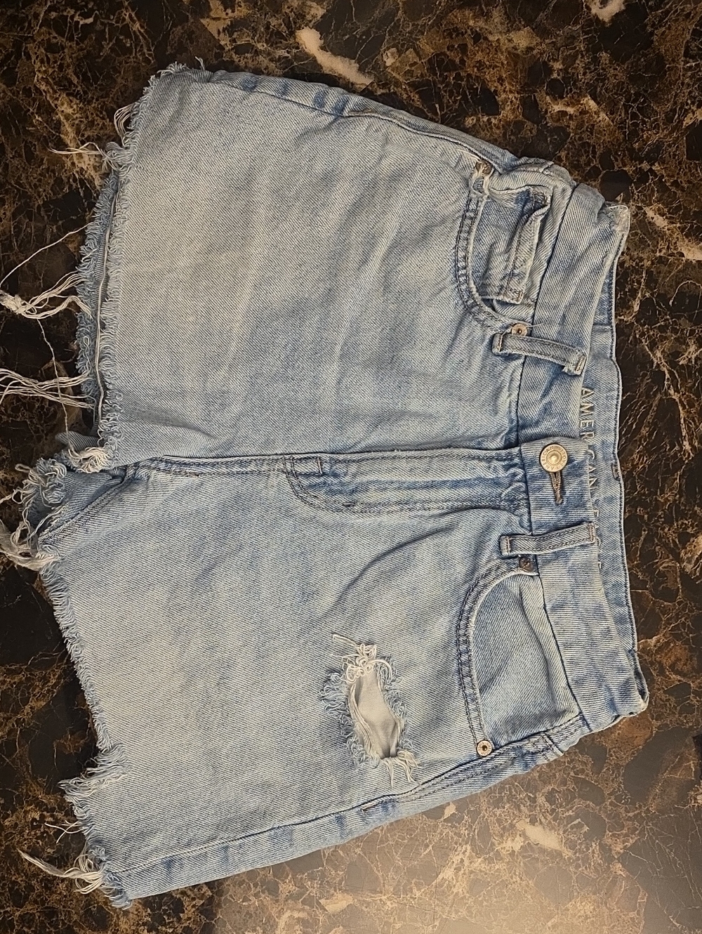 American Eagle Outfitters Light Wash Frayed Denim Shorts